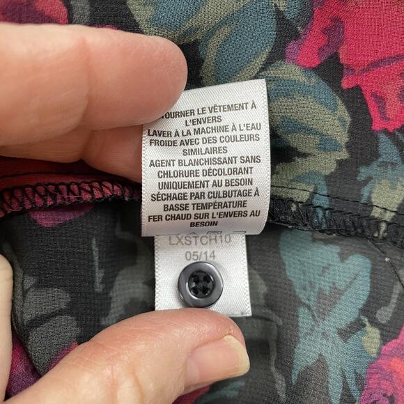 Aeropostale Top Womens Large Black Sheer Dark Floral Whimsigoth Romantic Witchy - Picture 10 of 14